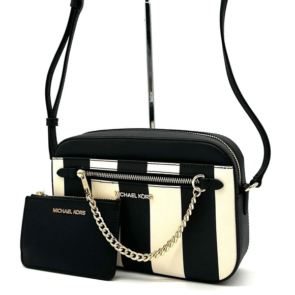 Michael Kors Large EW Zip Chain Xbody Crossbody Bag & TZ Coinpouch w/ID Black - Picture 1 of 15